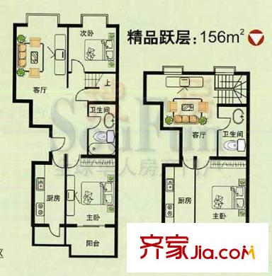 華龍?jiān)窇粜蛨D精品躍層 3室2廳2衛(wèi)2廚