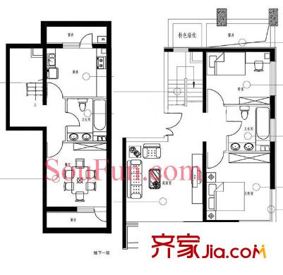 城市绿洲家园户型图Y40户型 2室2厅2卫1厨
