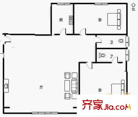 大雄秋盛居户型图户型图 2室1厅2卫1厨