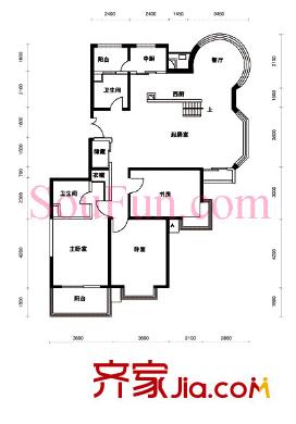 那尔水晶城户型图户型图 3室2厅2卫1厨