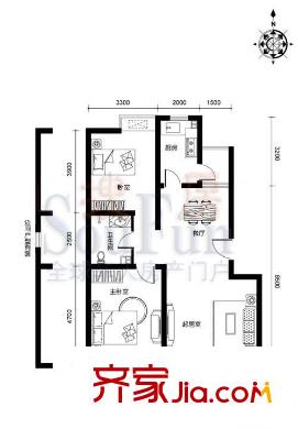 润龙家园户型图Q户型 2室2厅1卫1厨
