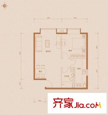 万年花城三期户型图1室户型图 1室1厅1卫1厨