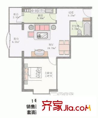 宏嘉丽园 1室 户型图