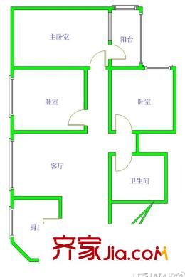 芳城园二区户型图3室户型图 3室1厅1卫1厨