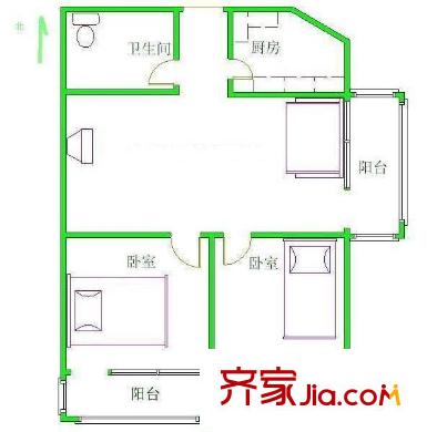 芳城园二区户型图2室 户型图 2室1厅1卫1厨