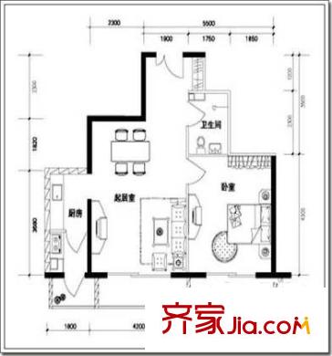 常青园户型图户型图 1室2厅1卫1厨