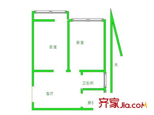会城门小区 2室 户型图