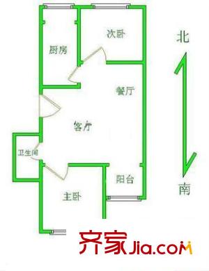 富贵园四区户型图户型图 2室2厅1卫1厨
