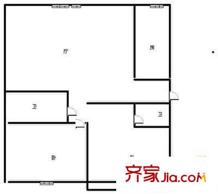 曙光花园望塔园户型图户型图 2室1厅2卫1厨