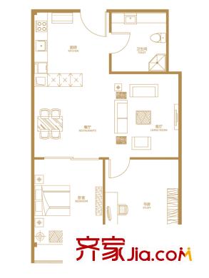 四季会户型图A-07户型图 2室2厅1卫1厨