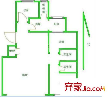 西局欣园户型图3室户型图 3室1厅2卫1厨