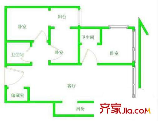 农林科学院户型图户型图 3室1厅2卫1厨