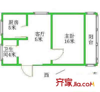 开阳里一街户型图户型图 1室1厅1卫1厨