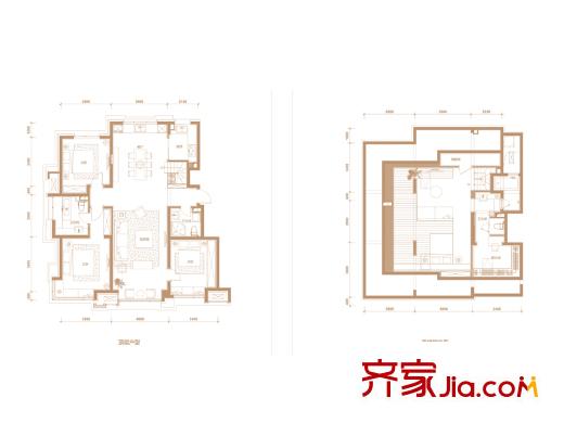 泰禾拾景园三居户型 3室2厅2卫1厨
