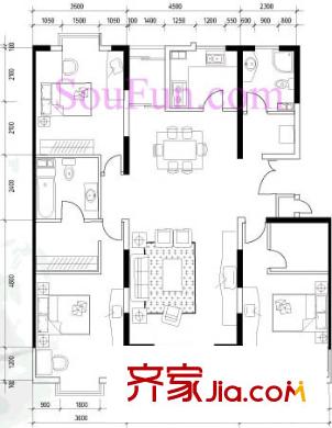 新康家园户型图3室2厅 3室2厅2卫1厨