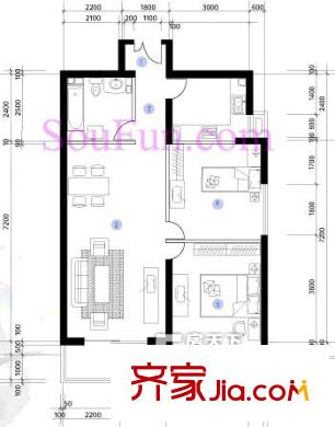 新康家园户型图2室2厅1卫1厨 2室2厅1卫1厨