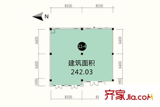 保利春天里11#11-4户型图 1室1厅1卫1厨