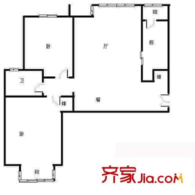 建材城东一里户型图户型图 2室2厅1卫1厨