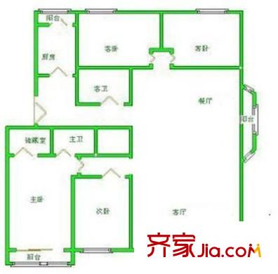 建材城东一里 4室 户型图