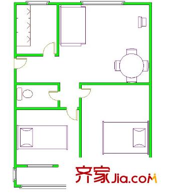 芳星园三区户型图2室户型图 2室1厅1卫1厨
