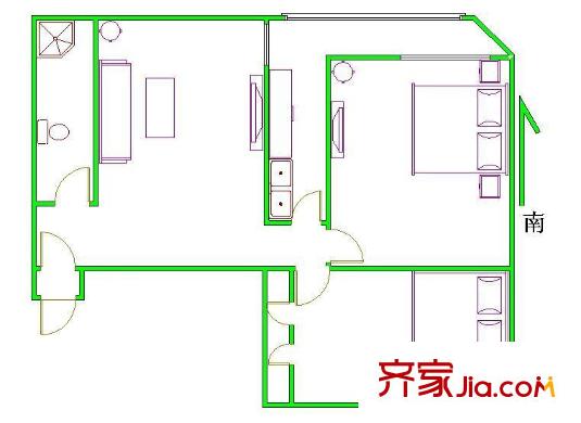 芳星园三区户型图2室户型图 2室1厅1卫1厨