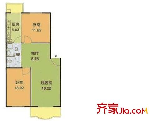 建欣苑一里户型图2室户型图 2室2厅1卫1厨