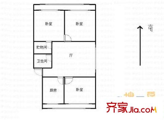 上地西里户型图户型图 3室1厅1卫1厨