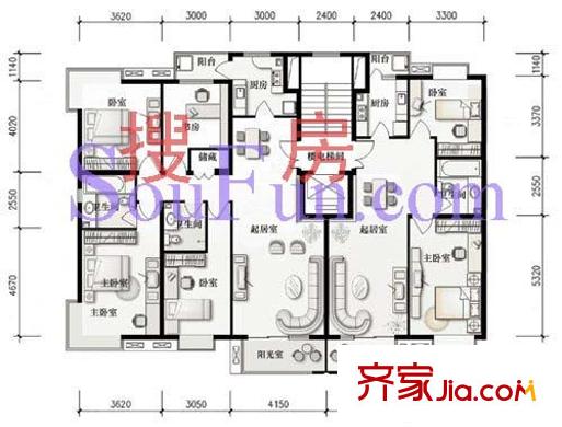 上海沙龙 4室 户型图
