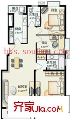 上海沙龙 3室 B3户型