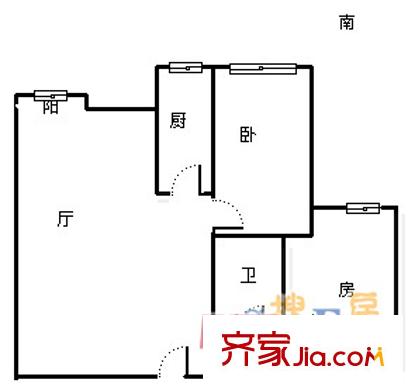 润生园户型图户型图 2室1厅1卫1厨