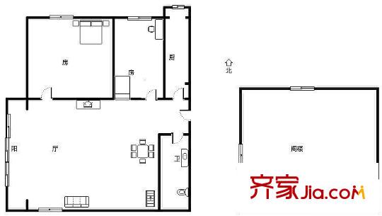風雅園三區(qū) 2室 戶型圖
