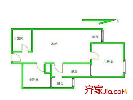 建设部大院户型图户型图 2室1厅1卫1厨