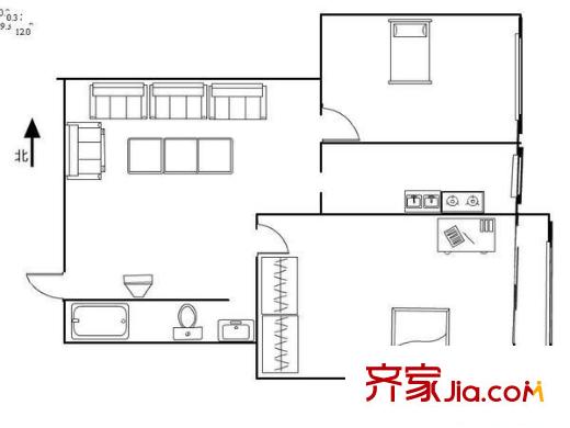 建设部大院2室 户型图