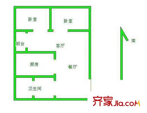 师大北路21号院户型图户型图 2室2厅1卫1厨