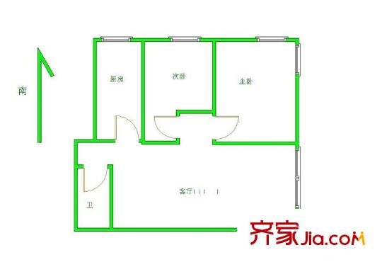 晓月苑五里 2室 户型图