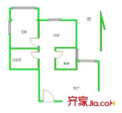 晓月苑五里2室 户型图