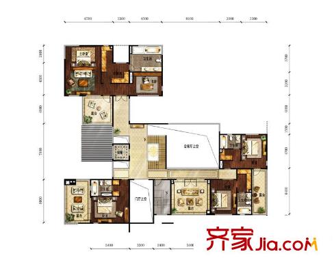 富力湾户型图B2二层-反户型图 3室2厅2卫1厨