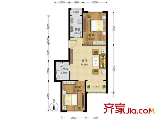 名佳花園三區(qū) 2室 戶型圖