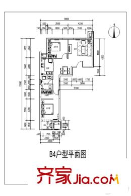 西山湖(一期)B4户型 2室2厅1卫1厨