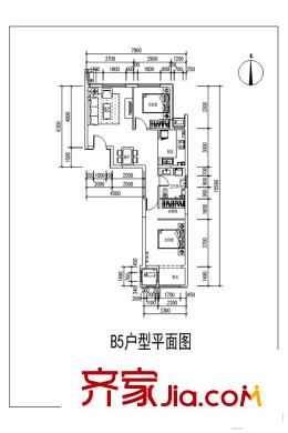 西山湖(一期)B5户型 2室2厅1卫1厨