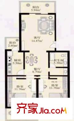 西湖新村 2室 戶(hù)型圖