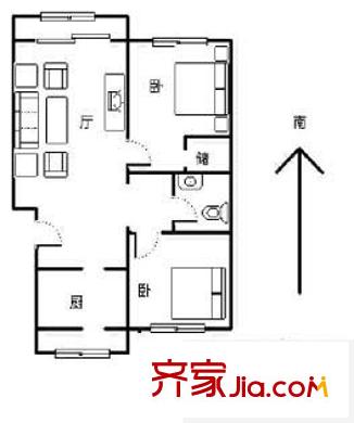慧龙居户型图户型图 2室1厅1卫1厨