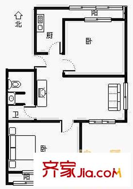 慧龙居户型图户型图 2室1厅1卫1厨