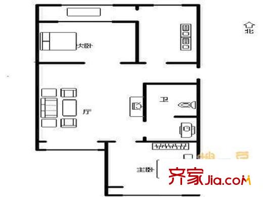 慧龙居户型图户型图 2室1厅1卫1厨