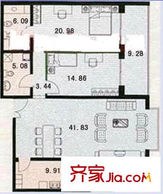 浩鸿园 1室 户型图