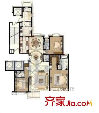万达大湖公馆户型图A3标准层户型 3室2厅1厨