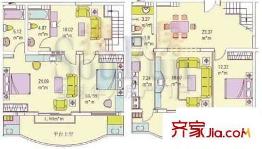 盛和家园户型图跃层户型 3室3厅3卫1厨