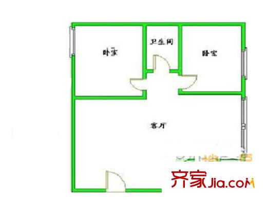 双桥温泉北里户型图户型图 2室1厅1卫1厨