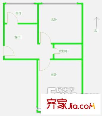 双榆树西里户型图户型图 2室1厅1卫1厨