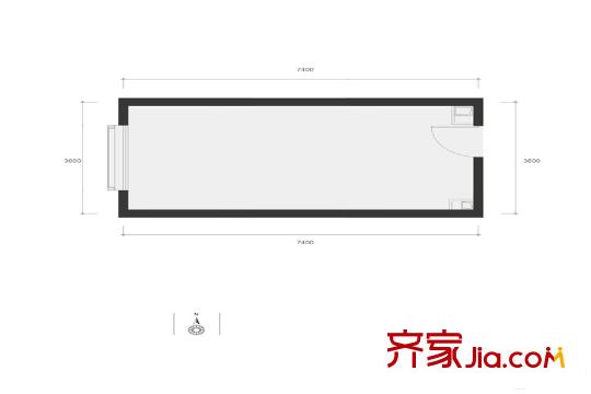 东亚尚品台湖38平一居C户型图 1室1厅1卫1厨